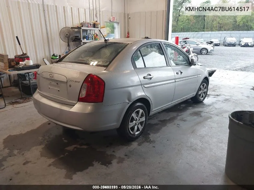 2011 Hyundai Accent Gls VIN: KMHCN4AC7BU614517 Lot: 39493191