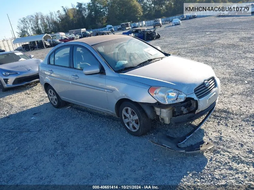 2011 Hyundai Accent Gls VIN: KMHCN4AC6BU610779 Lot: 40651414