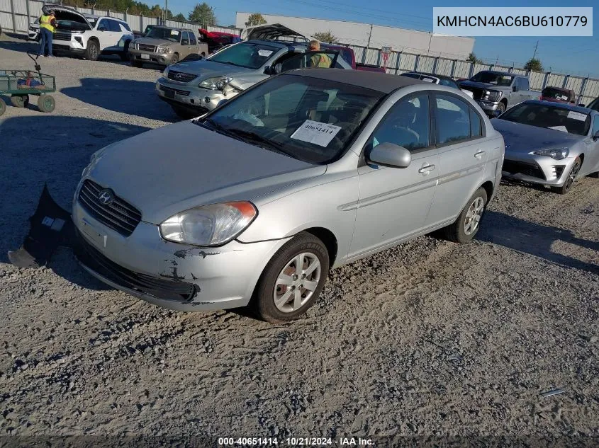 2011 Hyundai Accent Gls VIN: KMHCN4AC6BU610779 Lot: 40651414