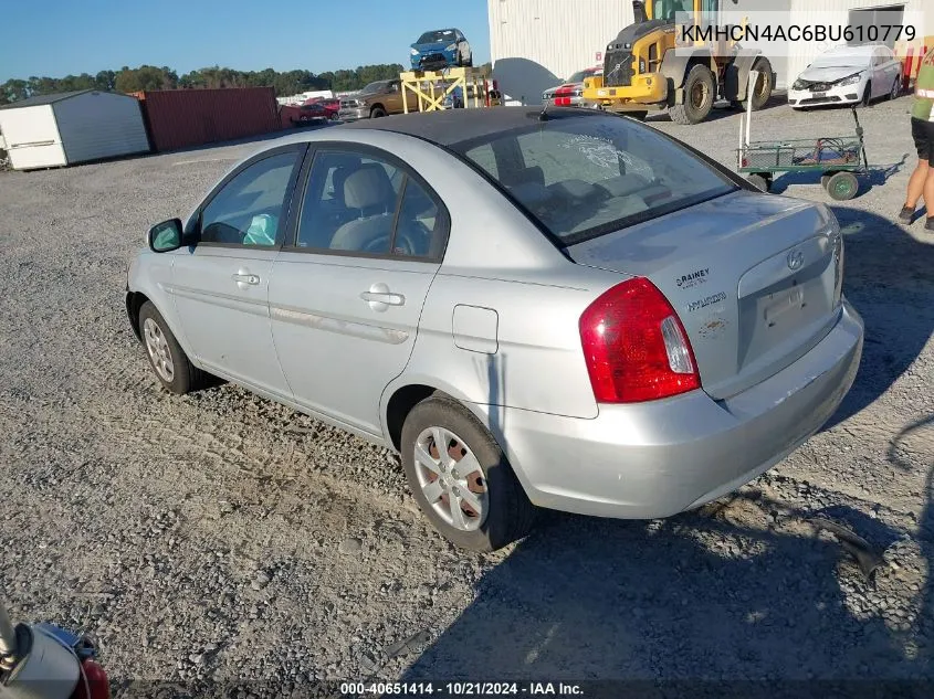 2011 Hyundai Accent Gls VIN: KMHCN4AC6BU610779 Lot: 40651414