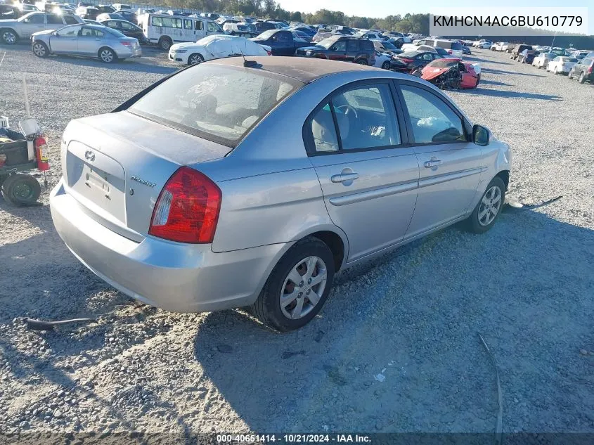 2011 Hyundai Accent Gls VIN: KMHCN4AC6BU610779 Lot: 40651414