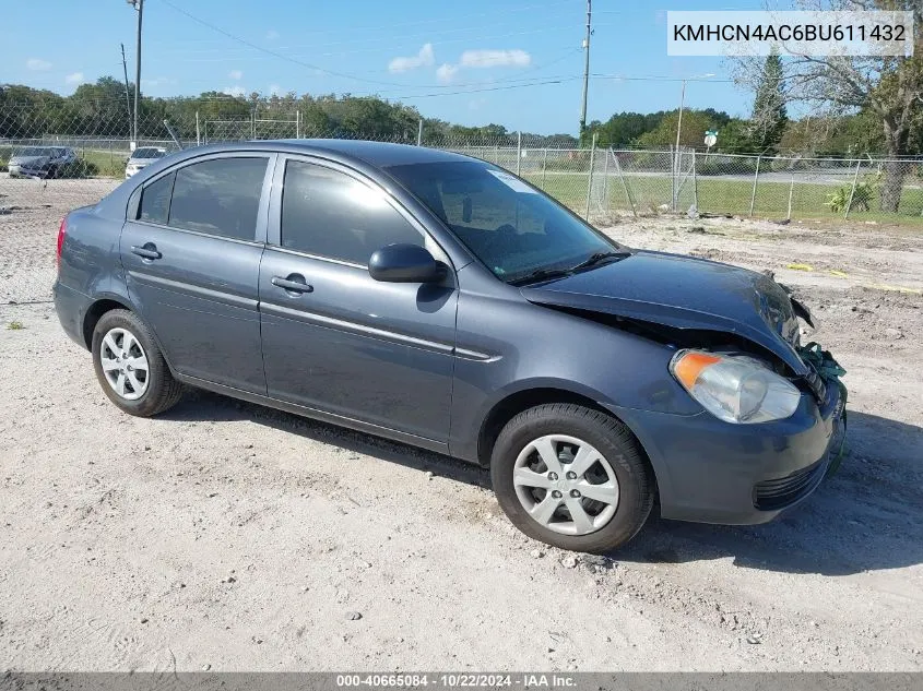 2011 Hyundai Accent Gls VIN: KMHCN4AC6BU611432 Lot: 40665084