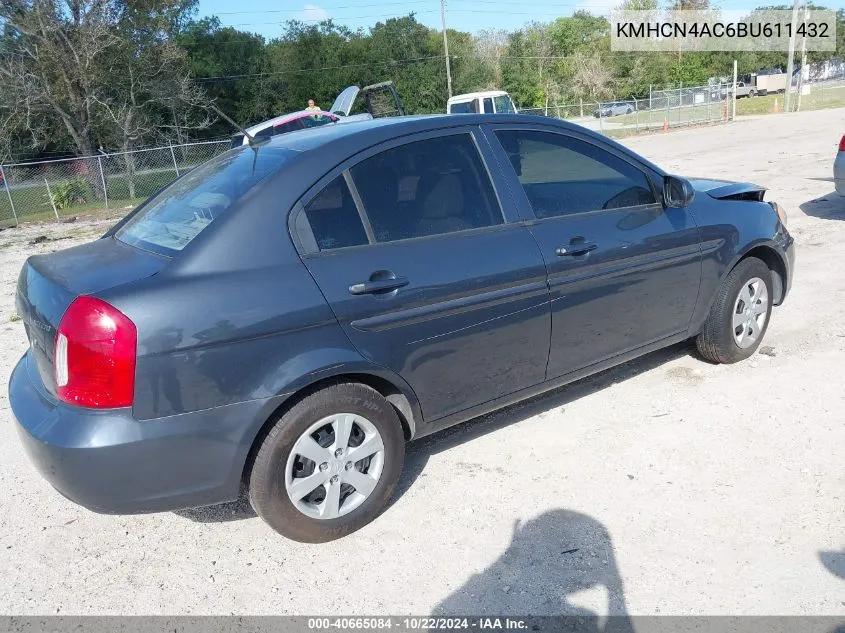 2011 Hyundai Accent Gls VIN: KMHCN4AC6BU611432 Lot: 40665084