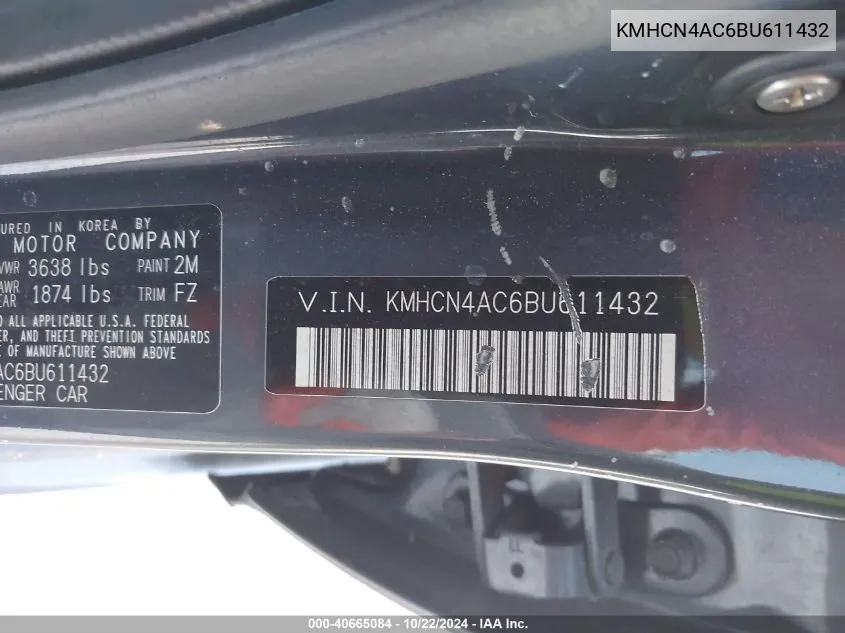 KMHCN4AC6BU611432 2011 Hyundai Accent Gls