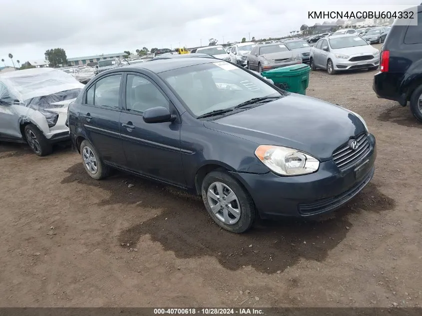 2011 Hyundai Accent Gls VIN: KMHCN4AC0BU604332 Lot: 40700618