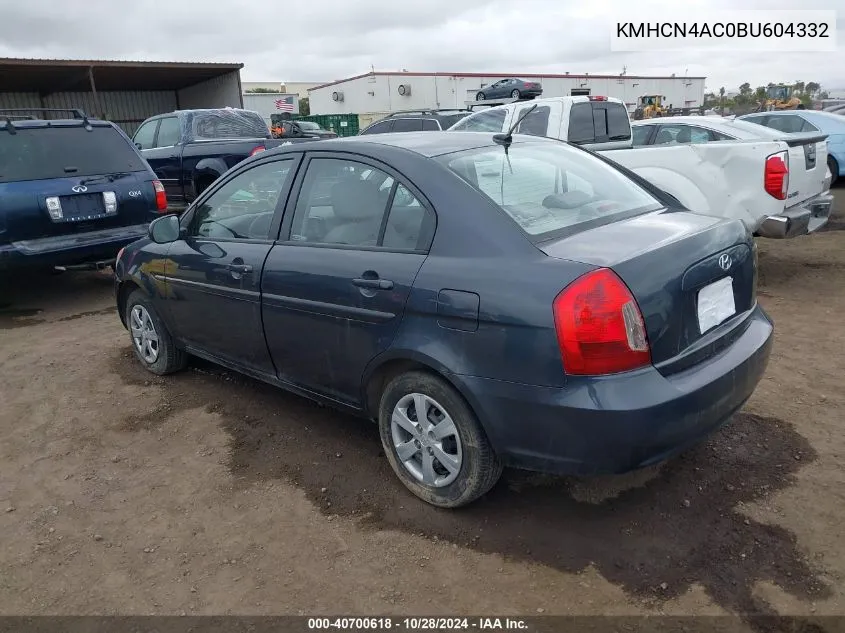 2011 Hyundai Accent Gls VIN: KMHCN4AC0BU604332 Lot: 40700618