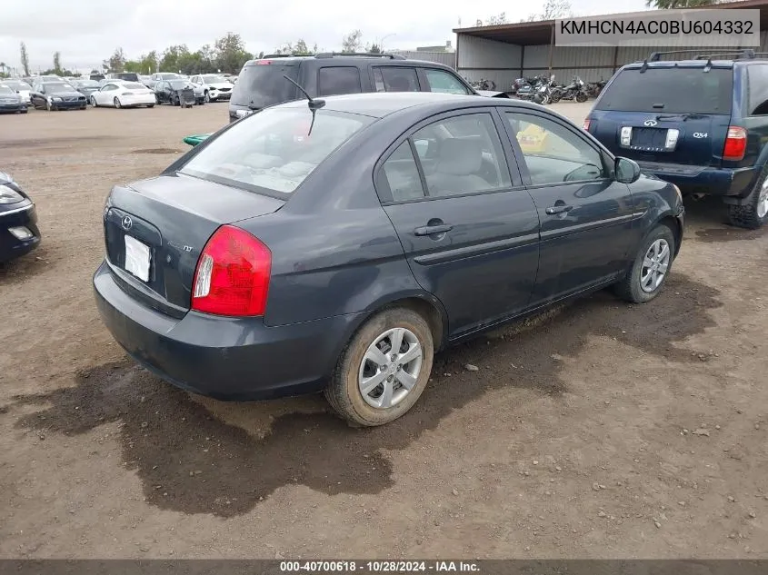 2011 Hyundai Accent Gls VIN: KMHCN4AC0BU604332 Lot: 40700618