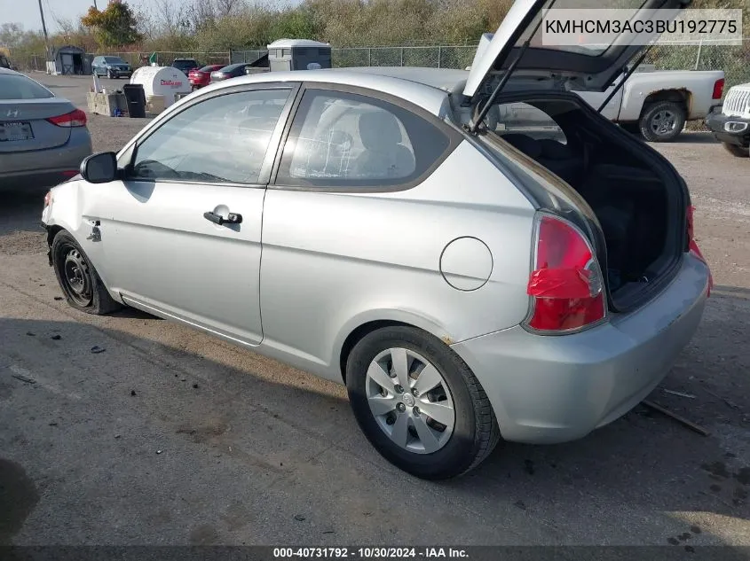 2011 Hyundai Accent Gl VIN: KMHCM3AC3BU192775 Lot: 40731792