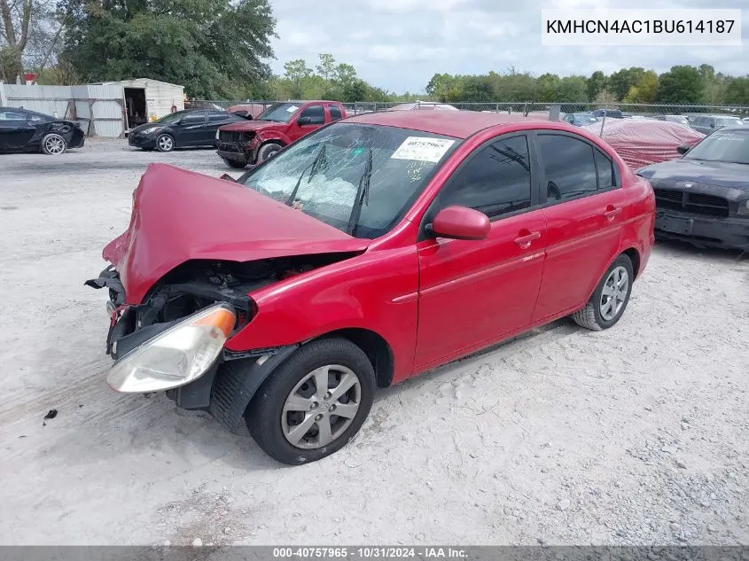 2011 Hyundai Accent Gls VIN: KMHCN4AC1BU614187 Lot: 40757965