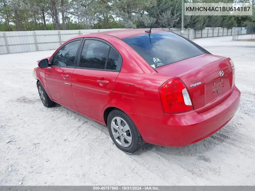 2011 Hyundai Accent Gls VIN: KMHCN4AC1BU614187 Lot: 40757965