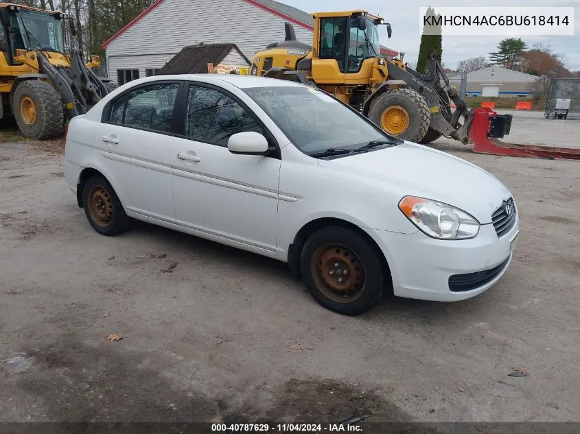 2011 Hyundai Accent Gls VIN: KMHCN4AC6BU618414 Lot: 40787629