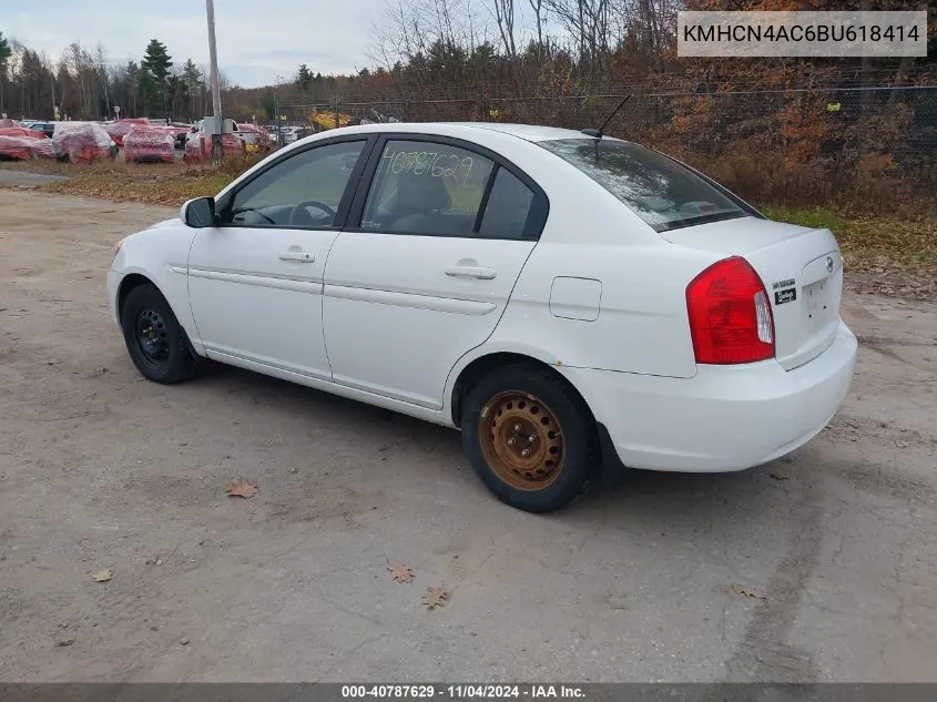 2011 Hyundai Accent Gls VIN: KMHCN4AC6BU618414 Lot: 40787629