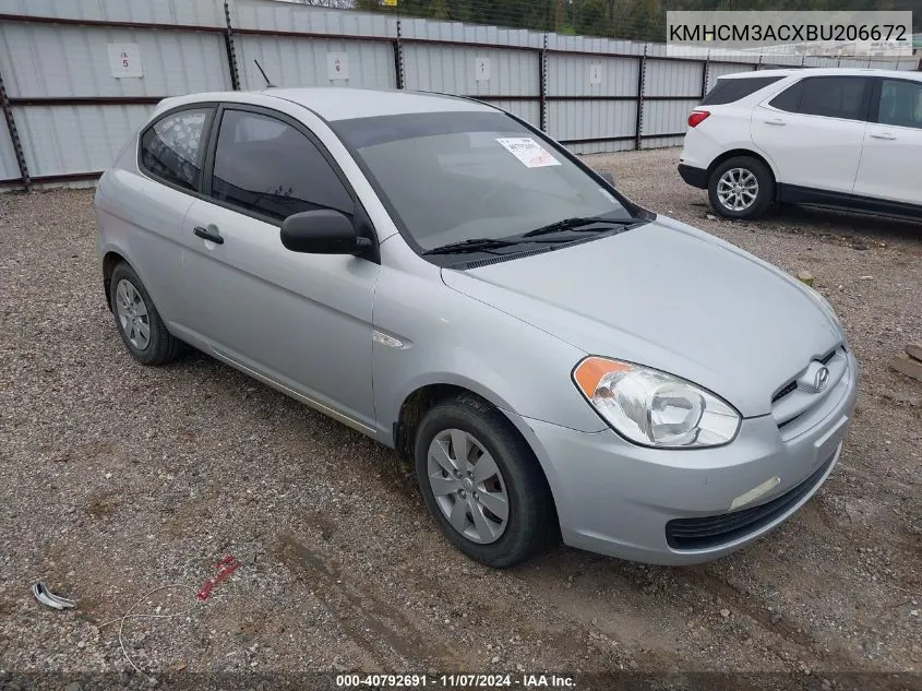 2011 Hyundai Accent Gl VIN: KMHCM3ACXBU206672 Lot: 40792691