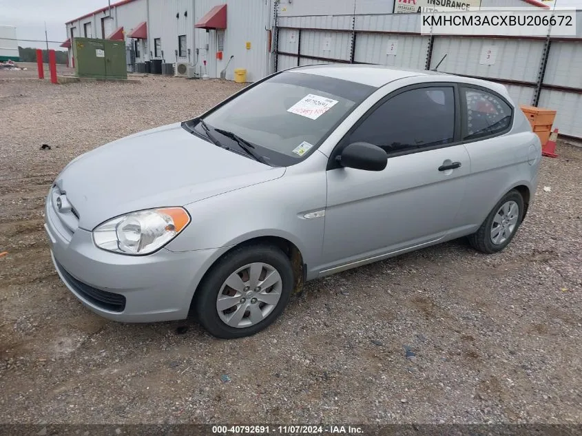 2011 Hyundai Accent Gl VIN: KMHCM3ACXBU206672 Lot: 40792691