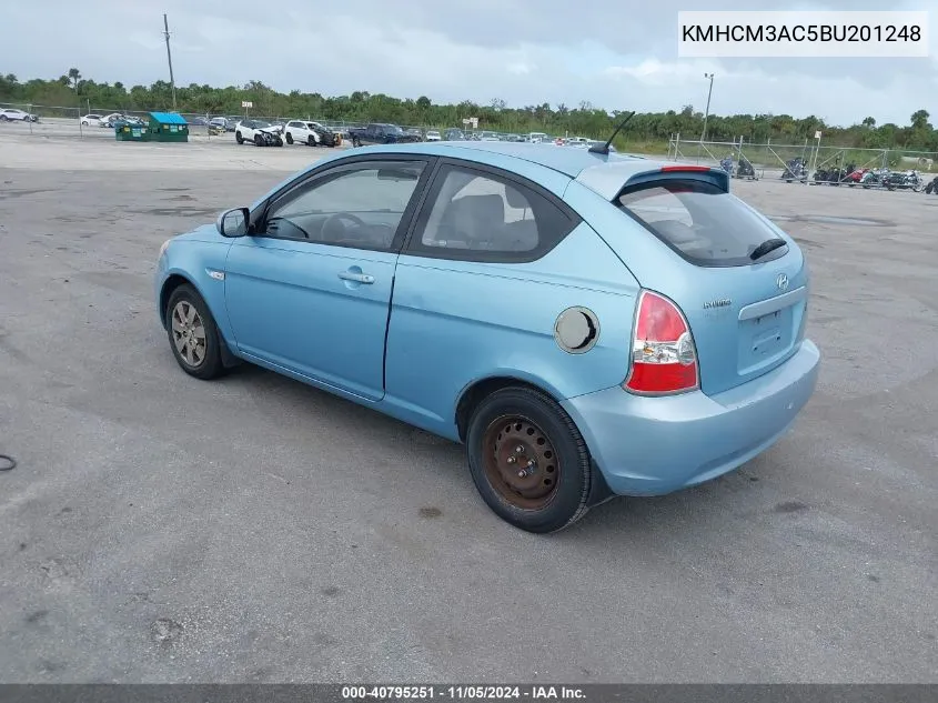 2011 Hyundai Accent Gs VIN: KMHCM3AC5BU201248 Lot: 40795251