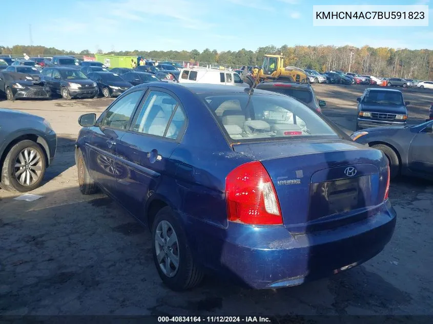 2011 Hyundai Accent Gls VIN: KMHCN4AC7BU591823 Lot: 40834164