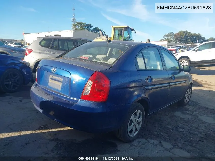 2011 Hyundai Accent Gls VIN: KMHCN4AC7BU591823 Lot: 40834164