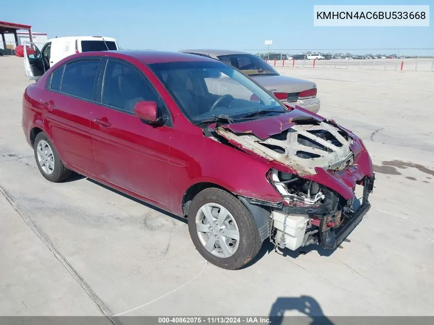 2011 Hyundai Accent Gls VIN: KMHCN4AC6BU533668 Lot: 40862075