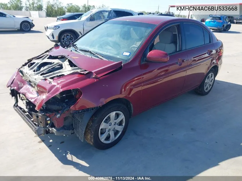 2011 Hyundai Accent Gls VIN: KMHCN4AC6BU533668 Lot: 40862075