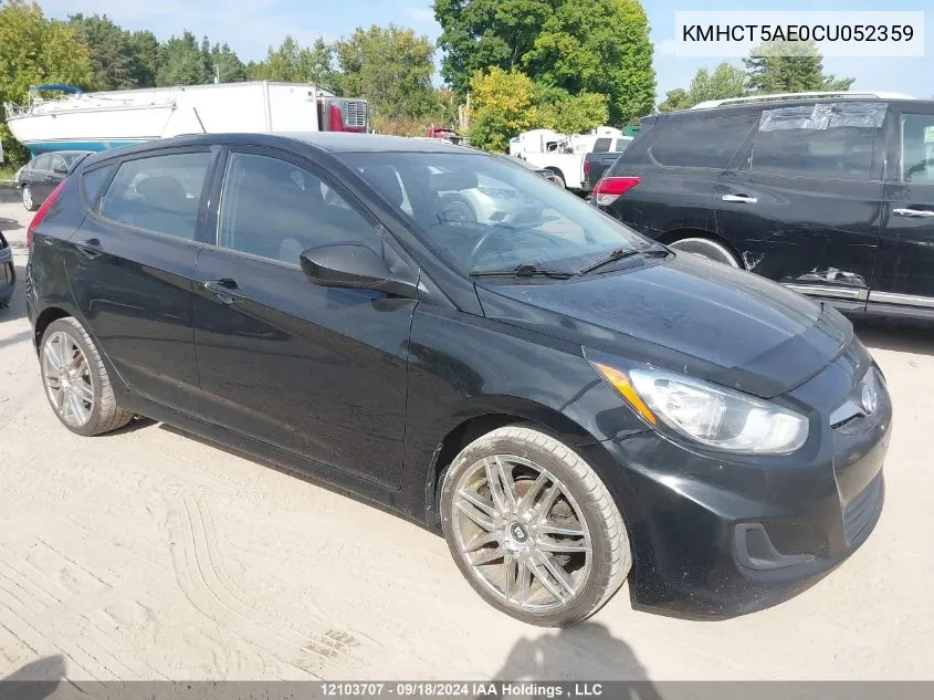 2012 Hyundai Accent Gls/Gs VIN: KMHCT5AE0CU052359 Lot: 12103707