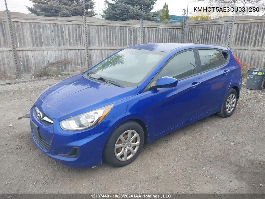 KMHCT5AE3CU031280 2012 Hyundai Accent Gl