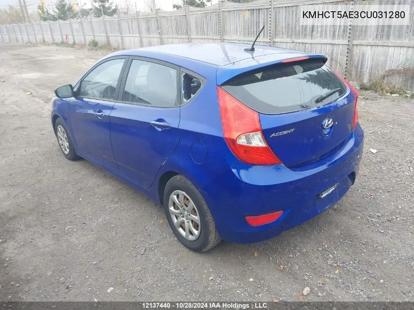 KMHCT5AE3CU031280 2012 Hyundai Accent Gl