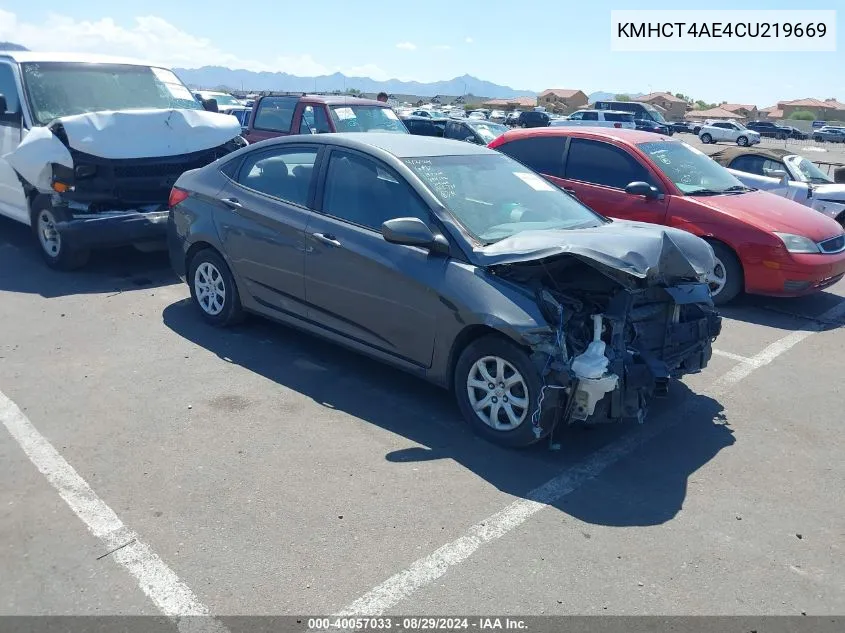 2012 Hyundai Accent Gls VIN: KMHCT4AE4CU219669 Lot: 40057033