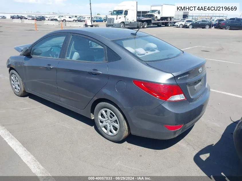 2012 Hyundai Accent Gls VIN: KMHCT4AE4CU219669 Lot: 40057033