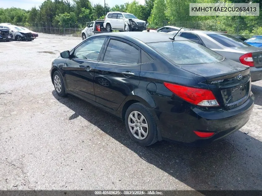 2012 Hyundai Accent Gls VIN: KMHCT4AE2CU263413 Lot: 40189625