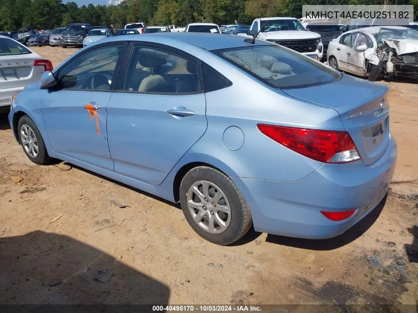 2012 Hyundai Accent Gls VIN: KMHCT4AE4CU251182 Lot: 40495170