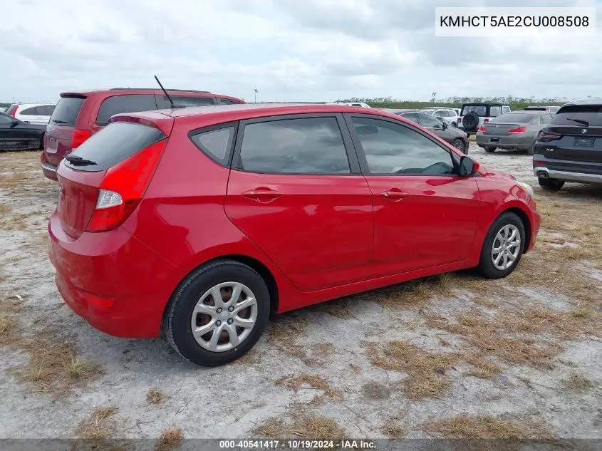 2012 Hyundai Accent Gs VIN: KMHCT5AE2CU008508 Lot: 40541417