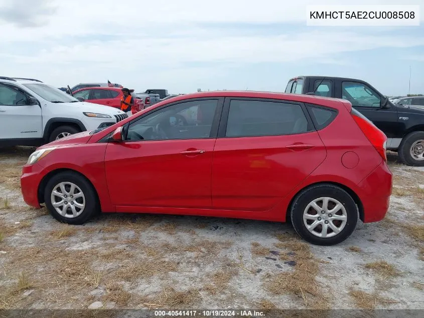 2012 Hyundai Accent Gs VIN: KMHCT5AE2CU008508 Lot: 40541417