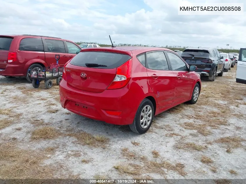 2012 Hyundai Accent Gs VIN: KMHCT5AE2CU008508 Lot: 40541417