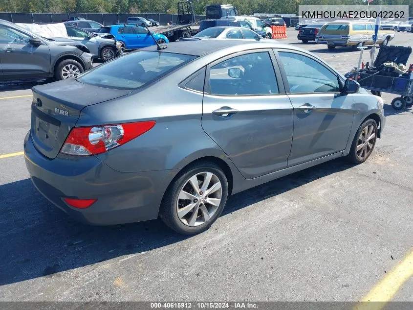 2012 Hyundai Accent Gls VIN: KMHCU4AE2CU042262 Lot: 40615912