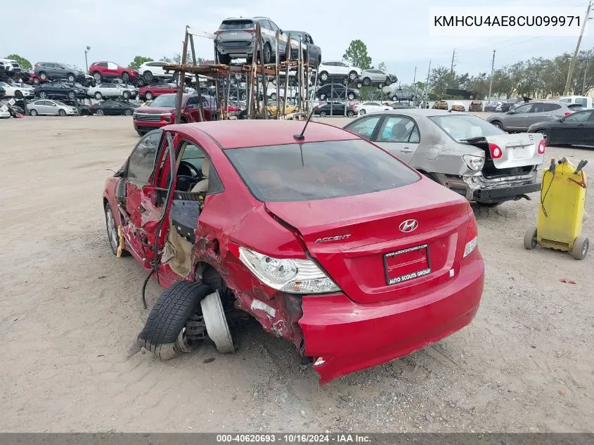 2012 Hyundai Accent Gls VIN: KMHCU4AE8CU099971 Lot: 40620693