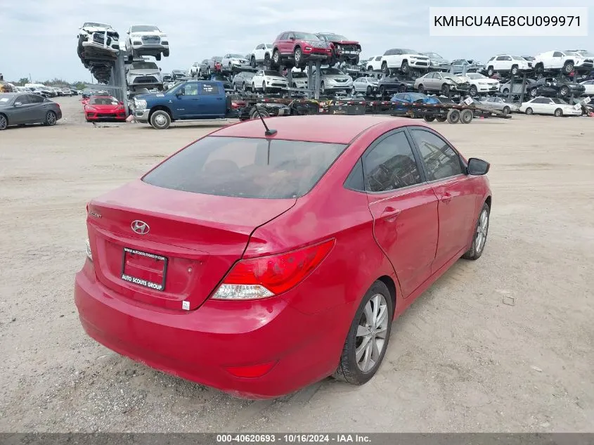 2012 Hyundai Accent Gls VIN: KMHCU4AE8CU099971 Lot: 40620693