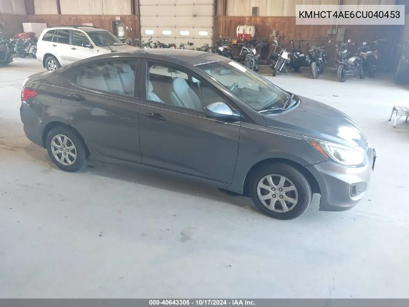 2012 Hyundai Accent Gls VIN: KMHCT4AE6CU040453 Lot: 40643305