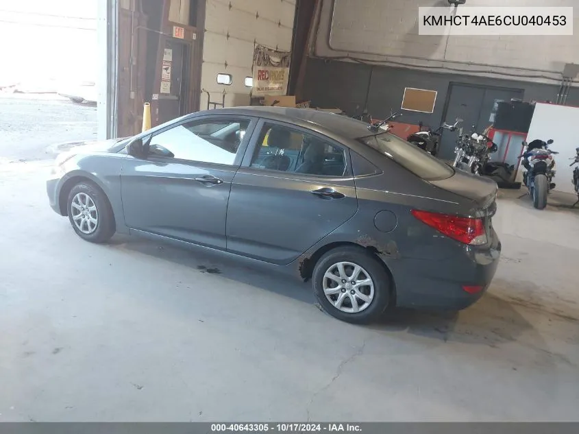 2012 Hyundai Accent Gls VIN: KMHCT4AE6CU040453 Lot: 40643305