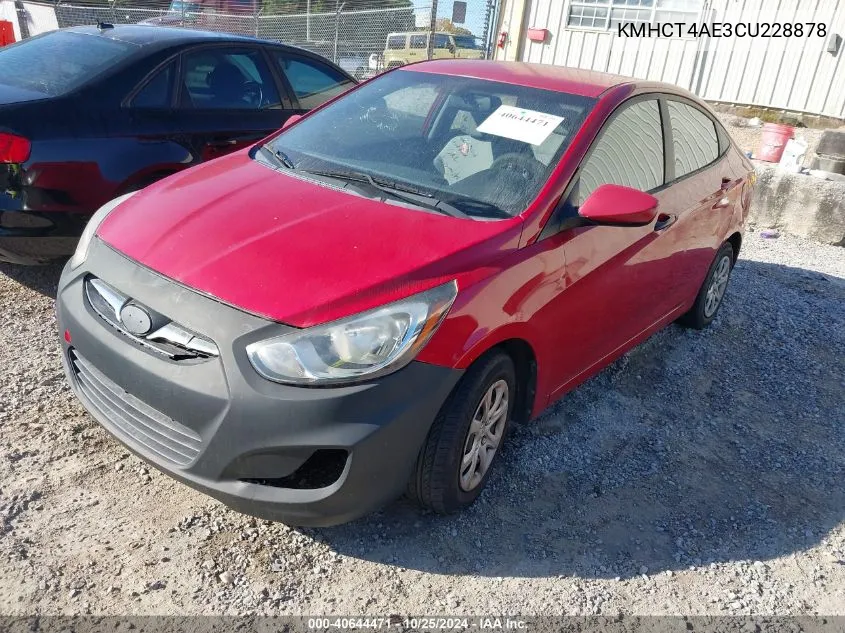 2012 Hyundai Accent Gls VIN: KMHCT4AE3CU228878 Lot: 40644471