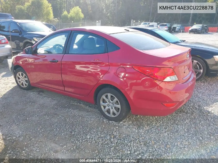 2012 Hyundai Accent Gls VIN: KMHCT4AE3CU228878 Lot: 40644471