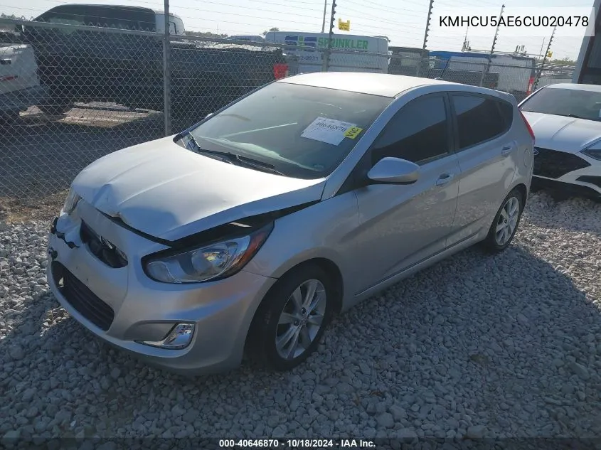 2012 Hyundai Accent Se VIN: KMHCU5AE6CU020478 Lot: 40646870