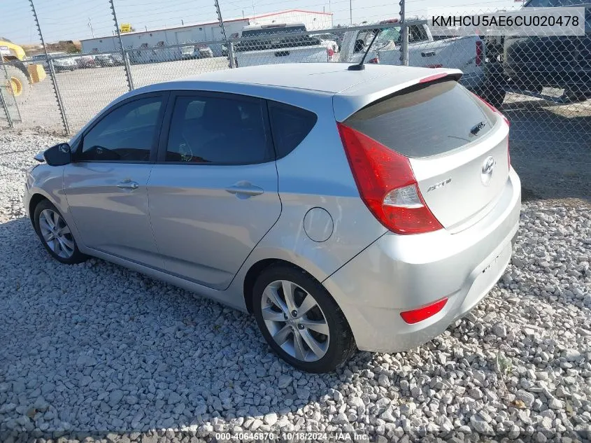 2012 Hyundai Accent Se VIN: KMHCU5AE6CU020478 Lot: 40646870