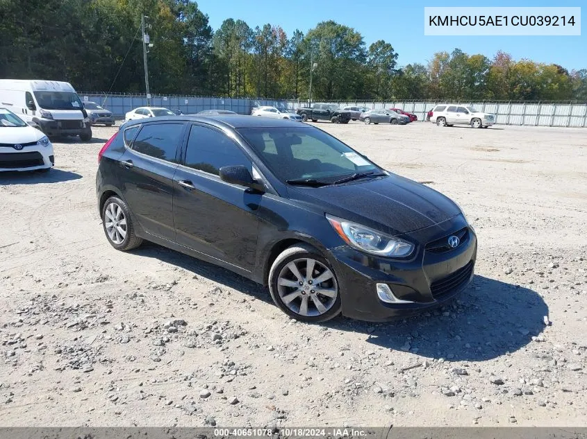 2012 Hyundai Accent Se VIN: KMHCU5AE1CU039214 Lot: 40651078