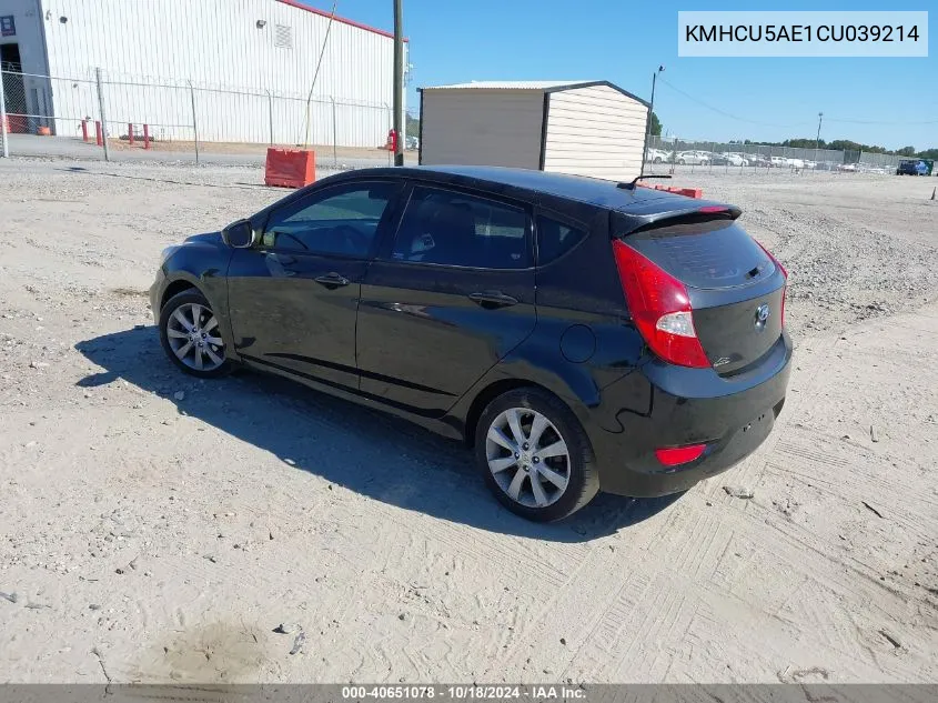 2012 Hyundai Accent Se VIN: KMHCU5AE1CU039214 Lot: 40651078