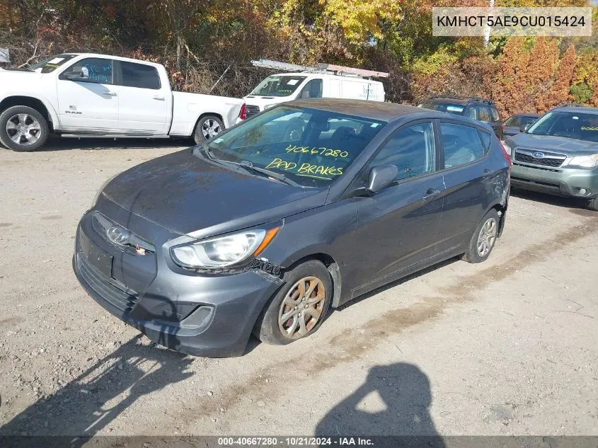 2012 Hyundai Accent Gs VIN: KMHCT5AE9CU015424 Lot: 40667280