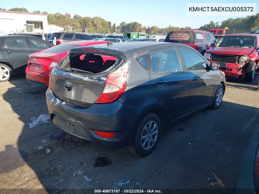 2012 Hyundai Accent Gs VIN: KMHCT5AEXCU005372 Lot: 40673187