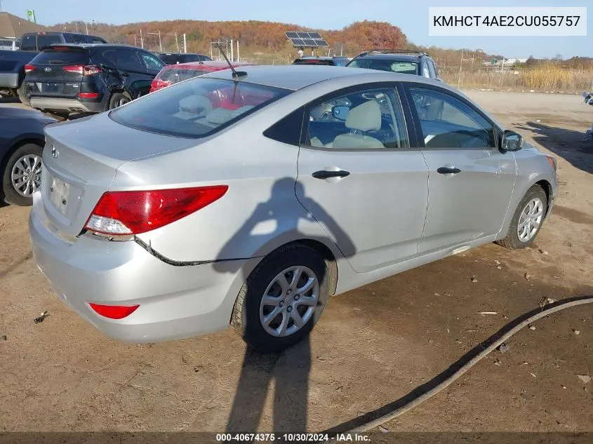 2012 Hyundai Accent Gls VIN: KMHCT4AE2CU055757 Lot: 40674375