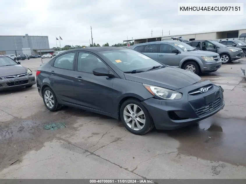 2012 Hyundai Accent Gls VIN: KMHCU4AE4CU097151 Lot: 40700051