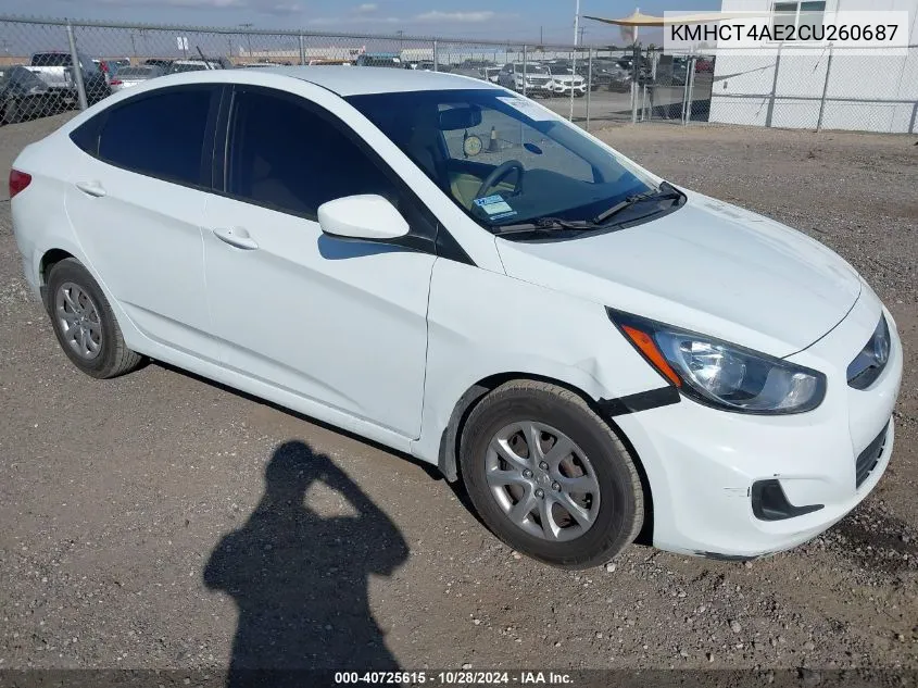 2012 Hyundai Accent Gls VIN: KMHCT4AE2CU260687 Lot: 40725615