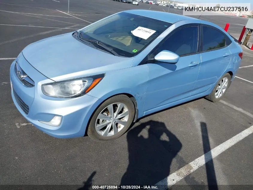 2012 Hyundai Accent Gls VIN: KMHCU4AE7CU237516 Lot: 40725894